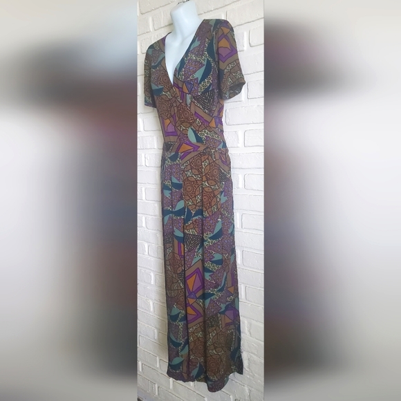 NWOT Desigual Mitilene Wrap Jumpsuit Jumper Multicolour Purple Green Medium - Picture 10 of 12